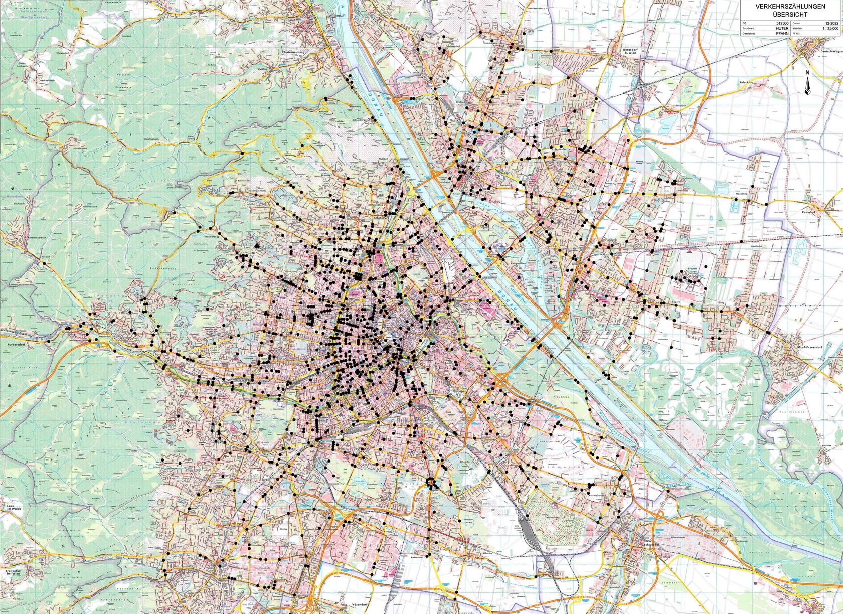 Übersichtskarte händische Verkehrszählungen in Wien